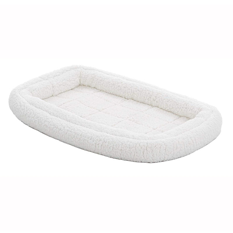Quiet Time Deluxe Fleece Double Bolster Bed White - 36 inch - Shopivet.com