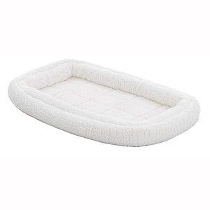 Quiet Time Deluxe Fleece Double Bolster Bed White - 48 inch - Shopivet.com