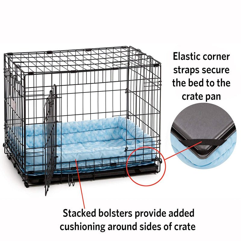 QuietTime Powder Blue Fashion Double Bolster Bed - 18 inch - Shopivet.com