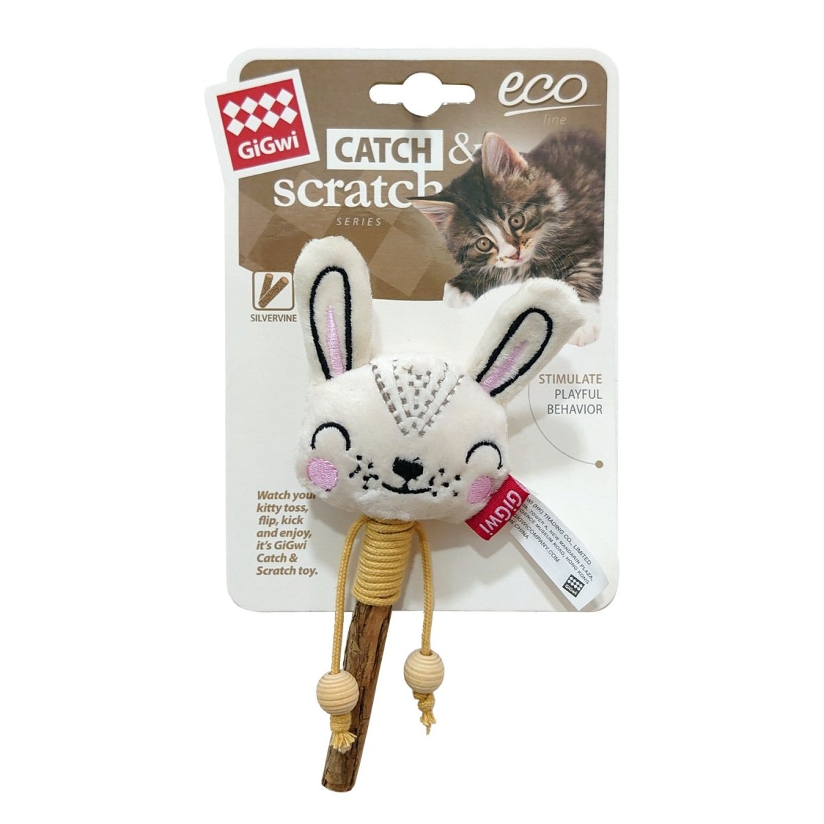 Rabbit Catch & Scratch Eco line with Slivervine Leaves and Stick - Shopivet.com