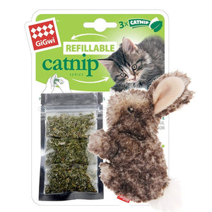 Rabbit Fluffy Plush Cat Toy with 3 Refillable Catnip Bags - Shopivet.com