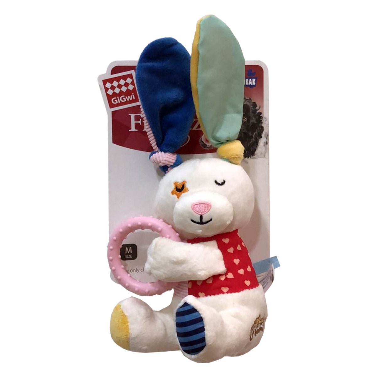 Rabbit Plush Friendz with Squeaker & TPR Ring - Shopivet.com