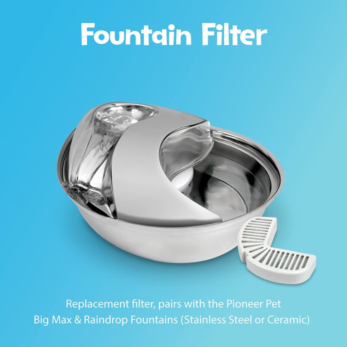 Raindrop Durable Pet Fountain 60oz (Stainless Steel) - Shopivet.com