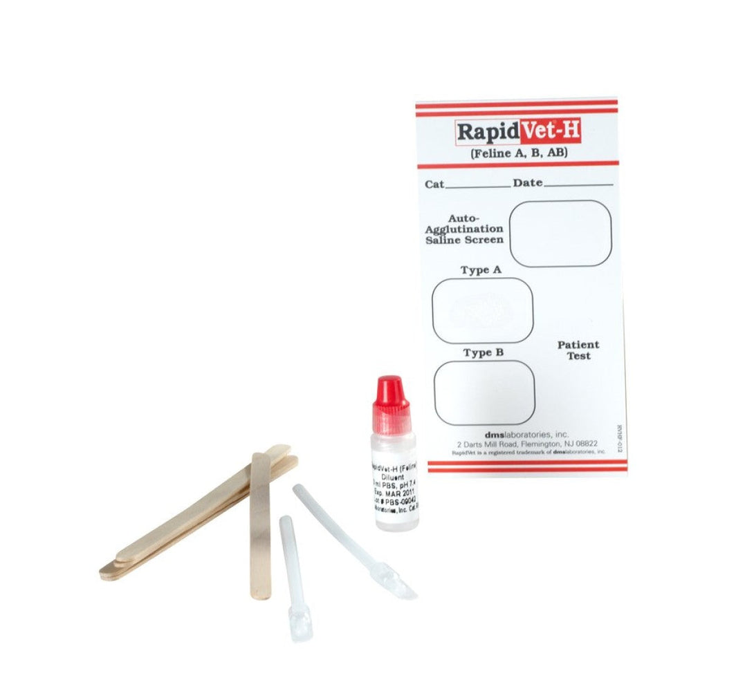 Feline AB Blood Typing Rapid Test Kit For Cats - 5 Tests Per Pack (Pet Health Diagnostic)
