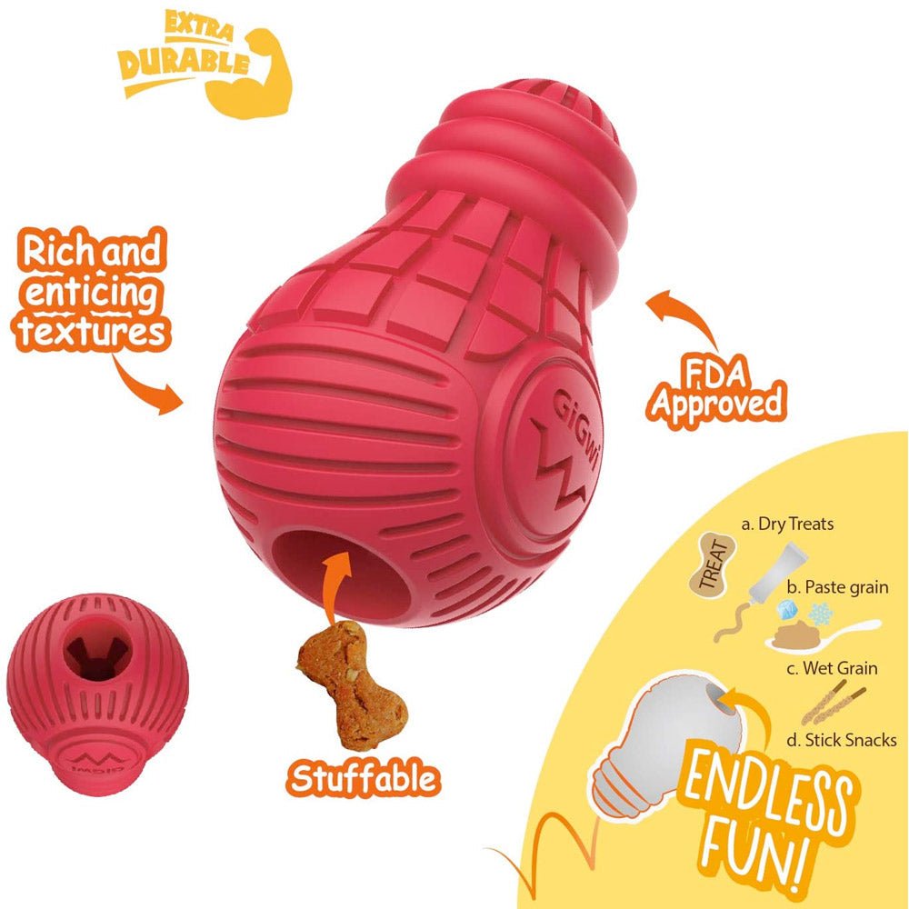 Red Bulb Dispensing Treat Dog Toy – Medium - Shopivet.com