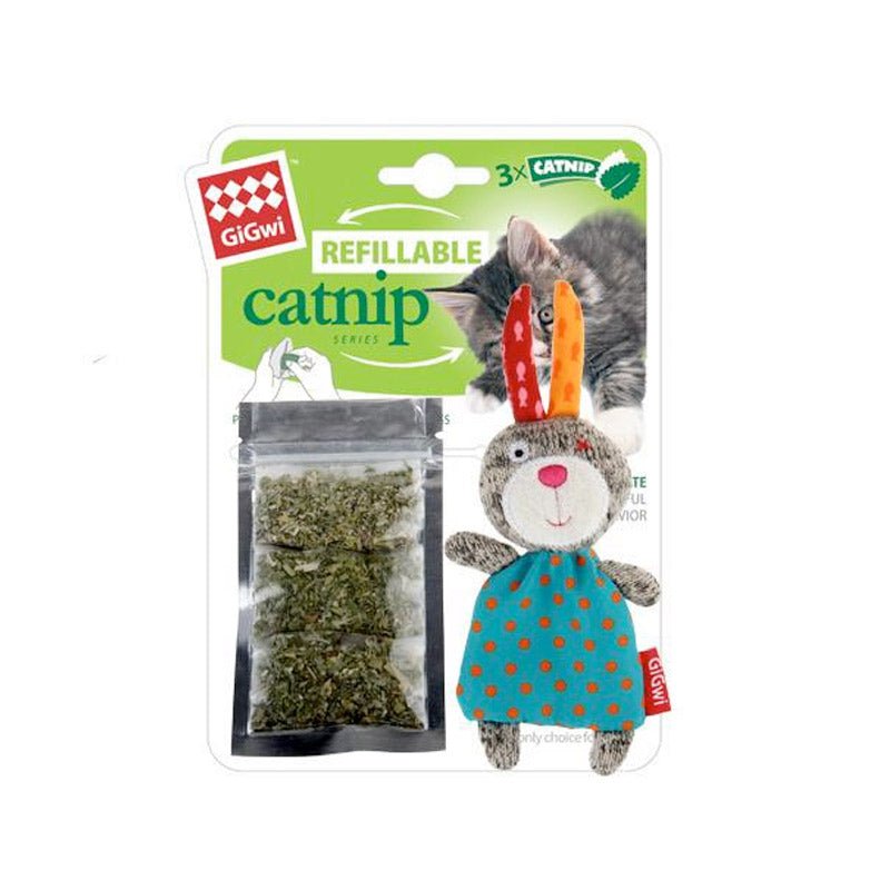 Refillable Catnip (Rabbit) with 3 catnip teabags in ziplock bag - Shopivet.com