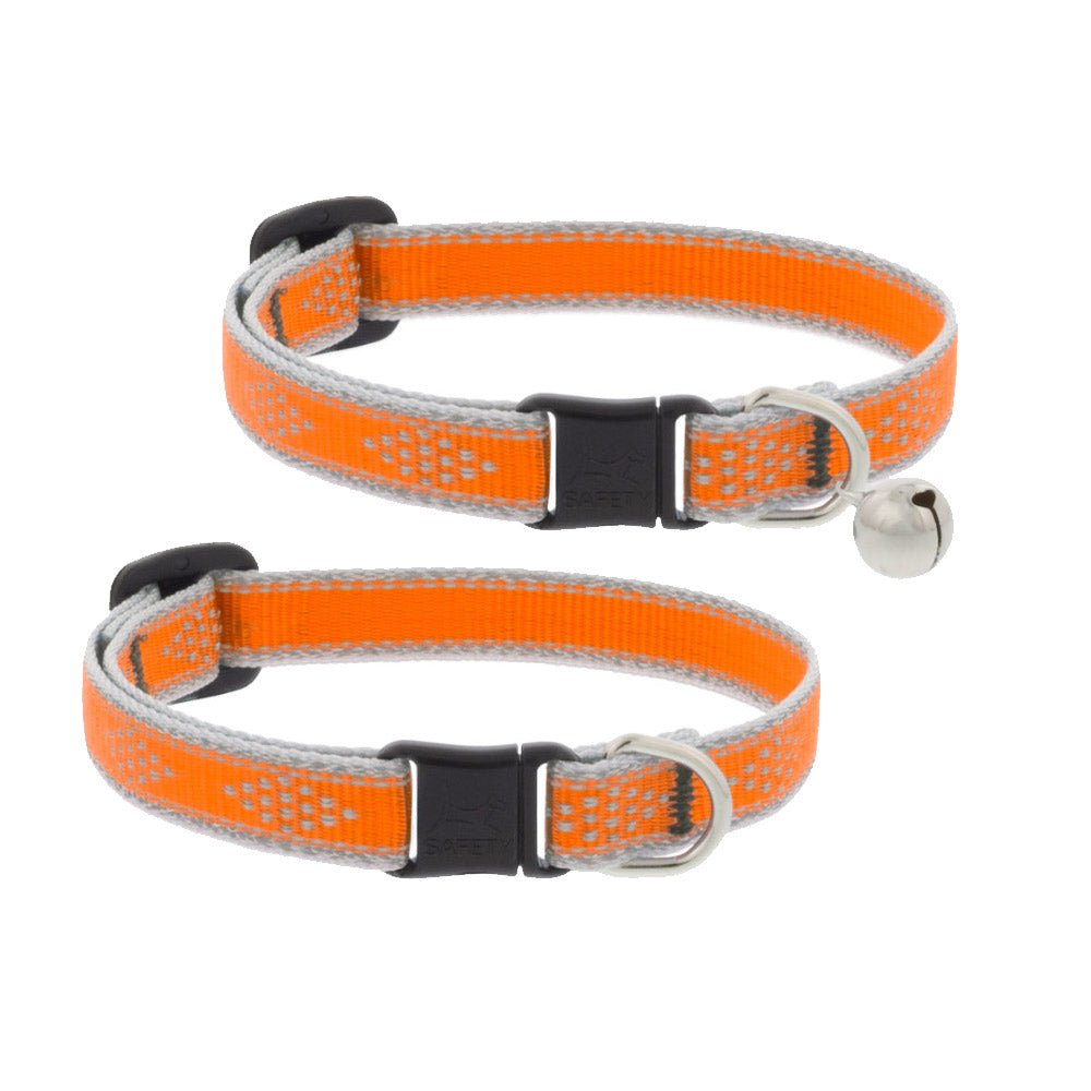 Reflective Safety Cat Collar – Orange Diamond - With Bell - Shopivet.com