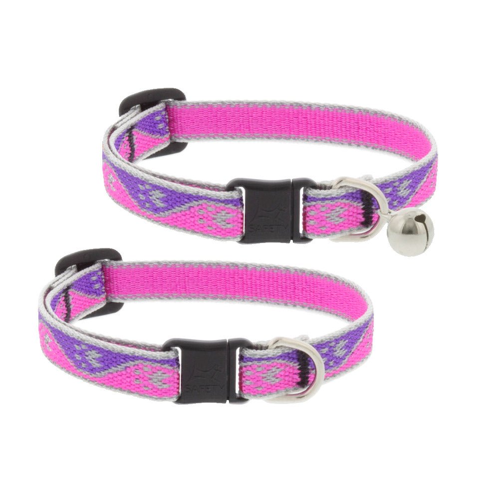 Reflective Safety Cat Collar – Pink Paws - Without Bell - Shopivet.com