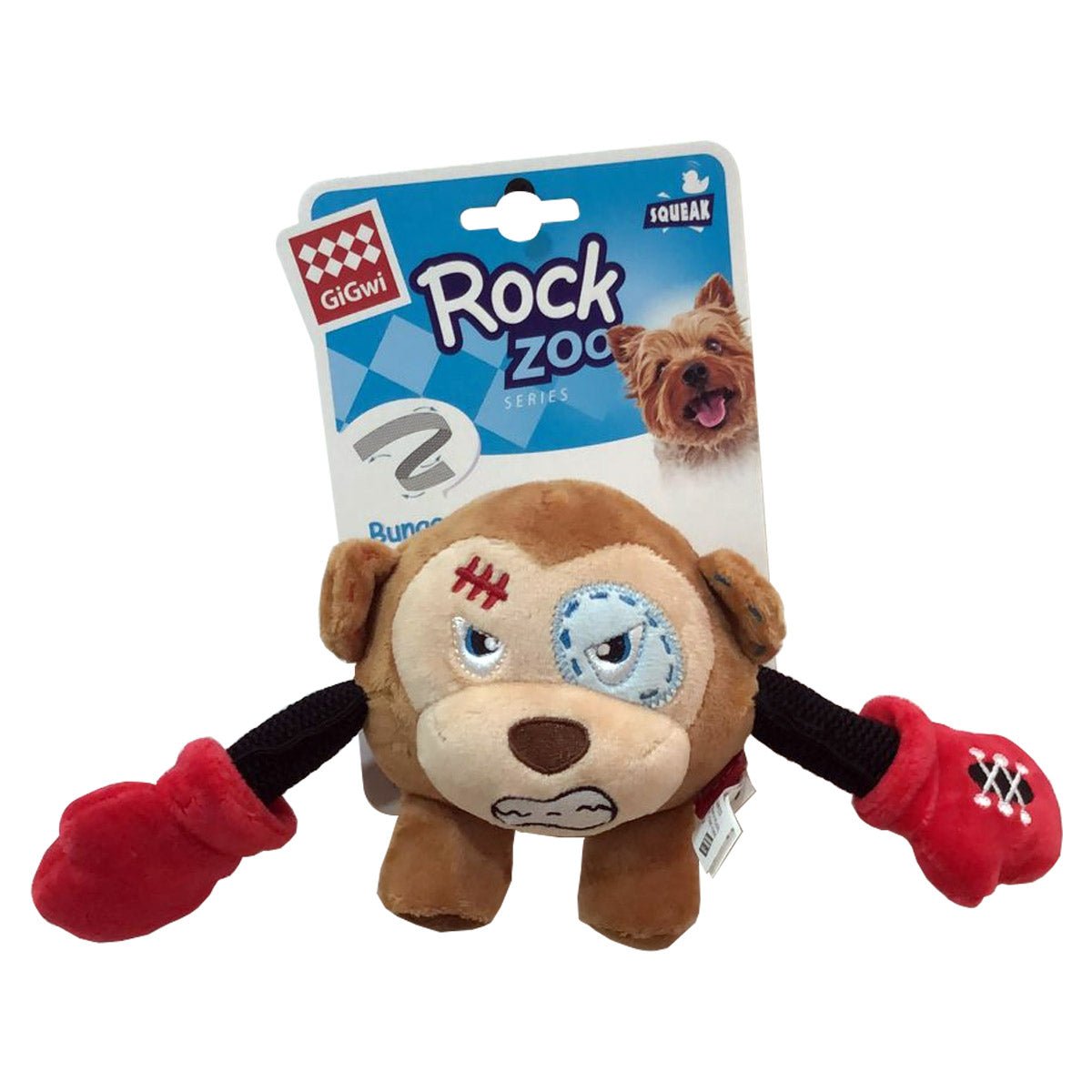 Rock Zoo King Boxer Monkey with Squeaker & Crinkle S - Shopivet.com