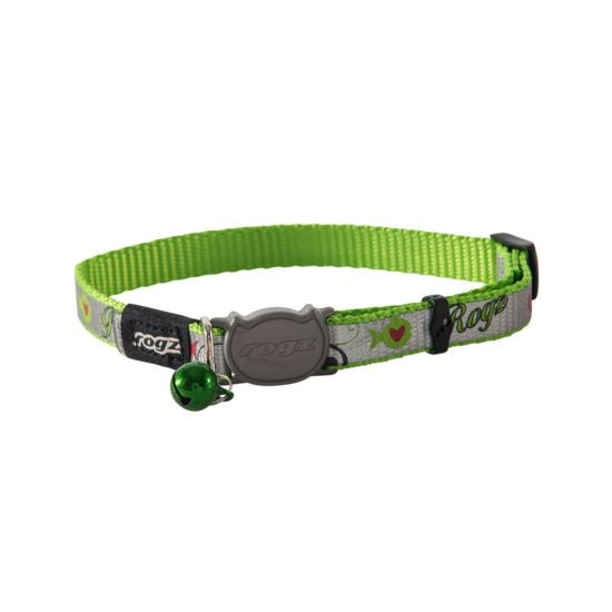 Rogz Reflectocat Lime Fish Cat Collar - Small - Shopivet.com