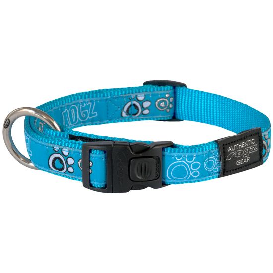 Rogz Turquoise Paw Dog Collar - X - LARGE - Shopivet.com