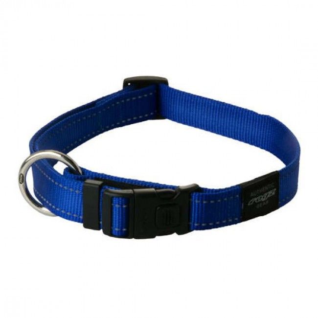 Rogz Utility Reflective Stitching Dog Collar - BLUE Large - Shopivet.com