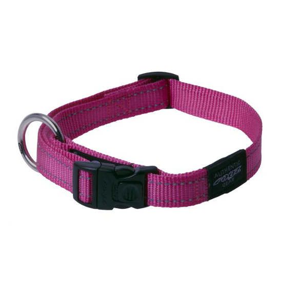 Rogz Utility Reflective Stitching Dog Collar - PINK Large - Shopivet.com