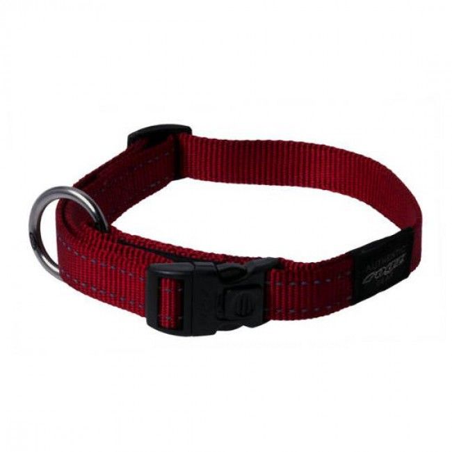 Rogz Utility Reflective Stitching Dog Collar - RED Medium - Shopivet.com