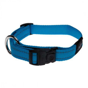 Rogz Utility Reflective Stitching Dog Collar - Turquoise Large - Shopivet.com