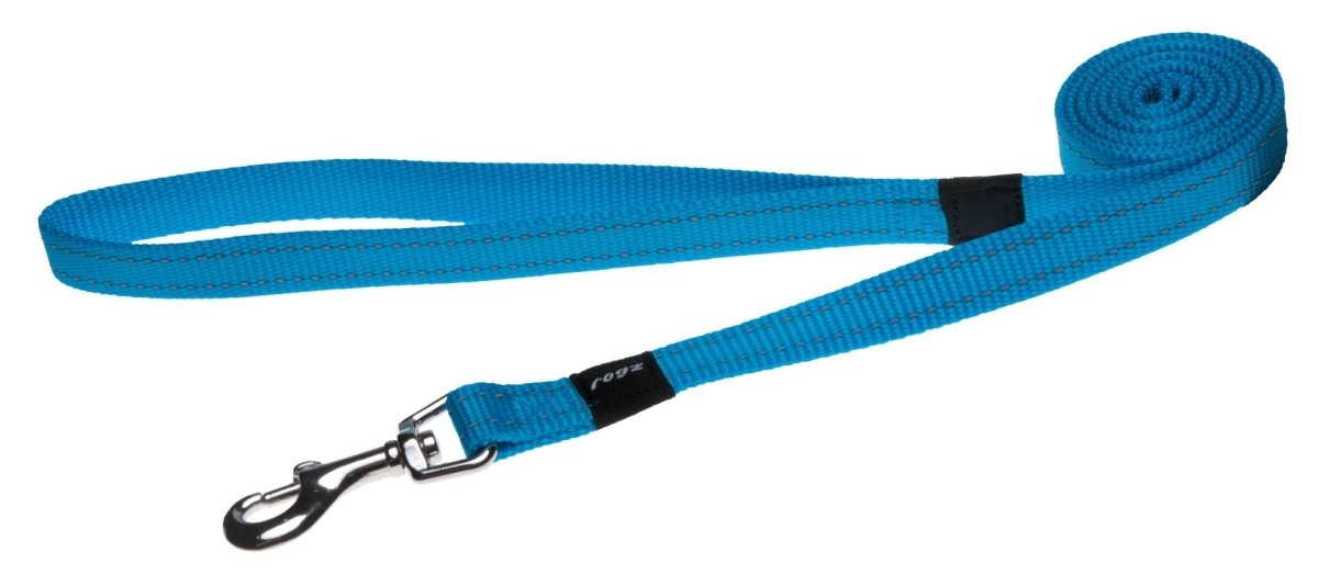 Rogz Utility Reflective Stitching Dog Leash - Turquoise Large - Shopivet.com