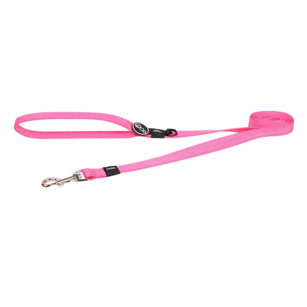 Rogz Utility Reflective Stitching Long Dog Leash - Pink Medium - Shopivet.com