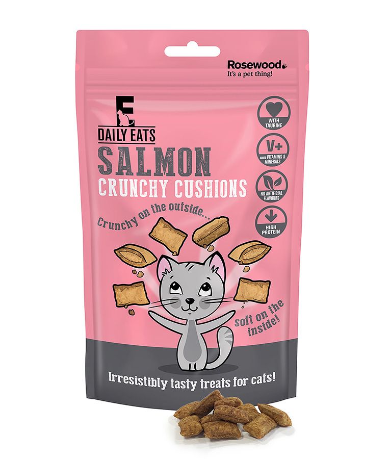 Rosewood Daily Eats Crunchy Cushions Salmon Cat Treats 60g - 60G - Shopivet.com