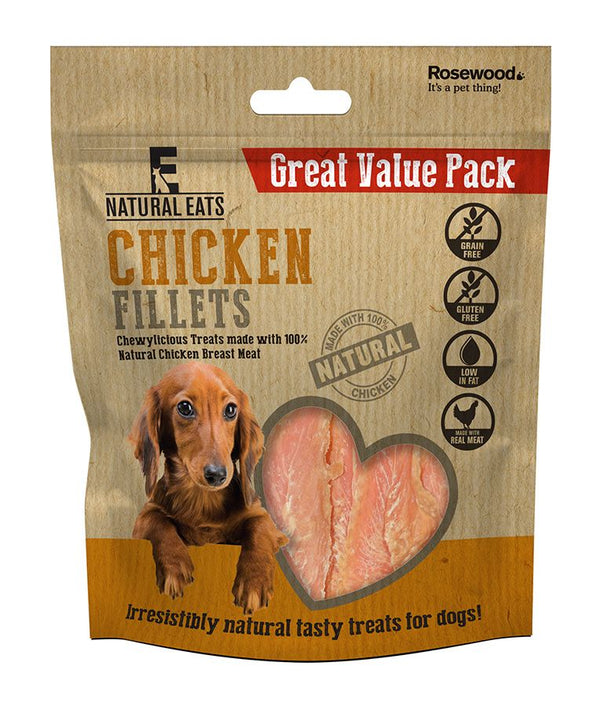 Rosewood Natural Eats Chicken Fillets Treats 400g Value Pack - 400G - Shopivet.com