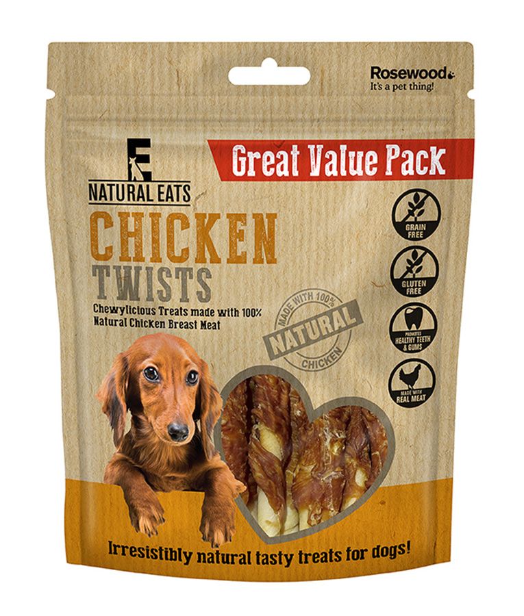 Rosewood Natural Eats Chicken Twists Dog Treats 320g Value Pack - 320G - Shopivet.com