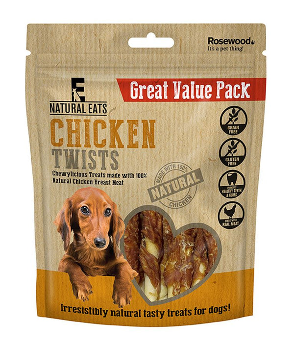 Rosewood Natural Eats Chicken Twists Dog Treats 320g Value Pack - 320G - Shopivet.com