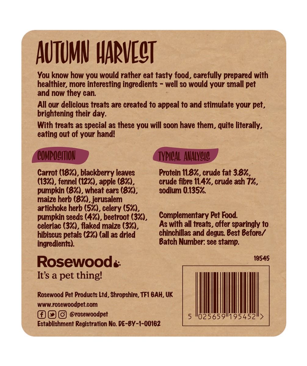 Rosewood Naturals Autumn Harvest Small Animal Treats 150g - 150g - Shopivet.com