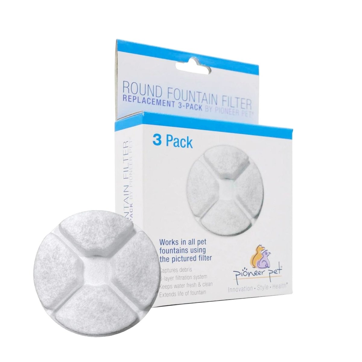 Round Filter replacement for Vortex and Elevated Vortex Fountains 3 - Pack - Shopivet.com