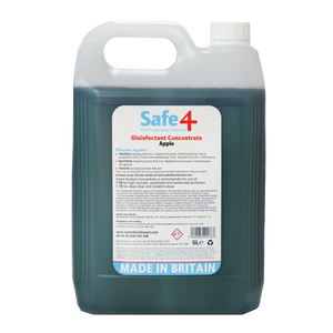 Safe4 Concentrated Disinfectant Cleaner, Apple Scent, Enhanced Formula, 5 L