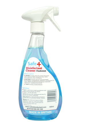Safe4 Disinfectant Pre-Diluted Spray 1:10 Dilution, Freshmint Scent, Enhanced Formula, 500 ml