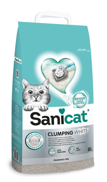 Sanicat Clumping White Unscented 8 L - Shopivet.com