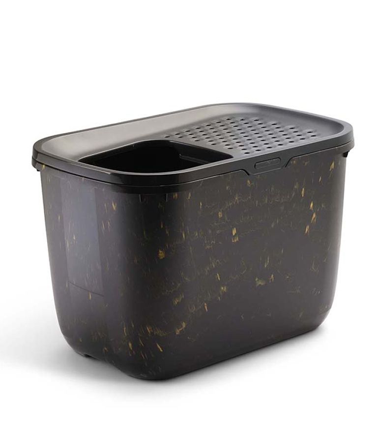 Savic Hop In Top - Enter Cat Litter Tray Marble - Black/Gold - Shopivet.com