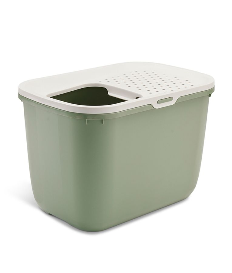 Savic Hop In Top Entry Cat Litter Tray - Botanical Green - Shopivet.com