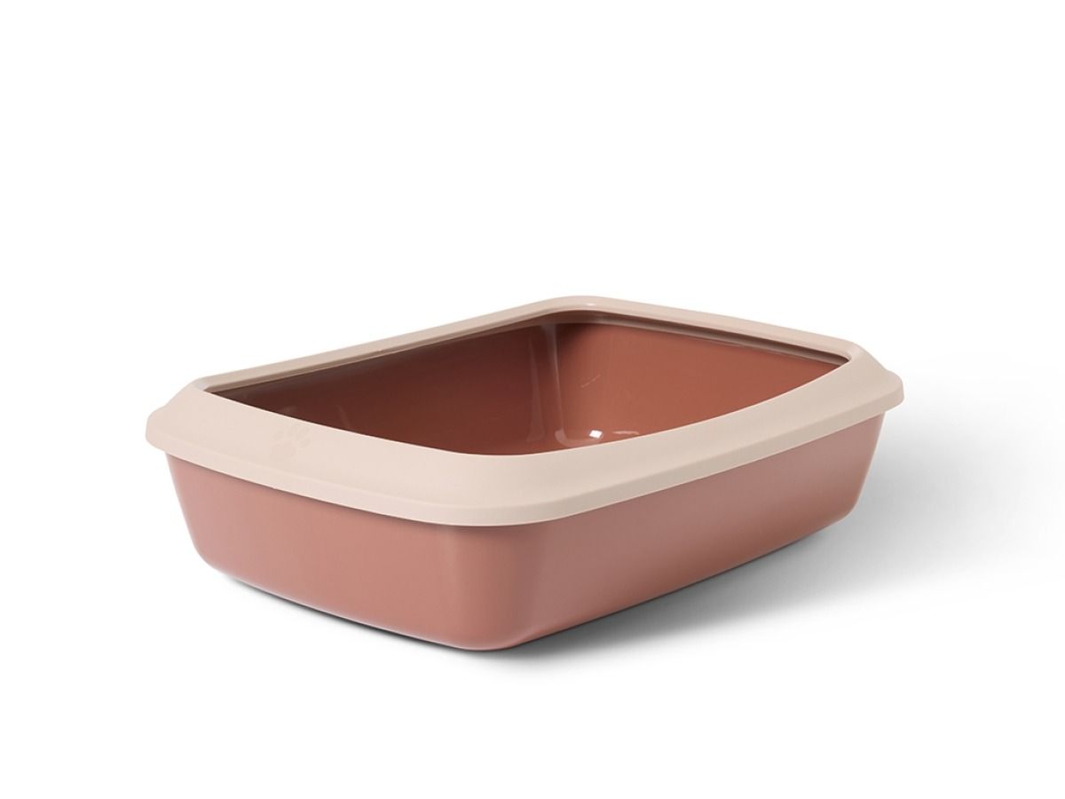 Savic Iriz Cat Litter Tray with Rim - Pink/Red - Shopivet.com