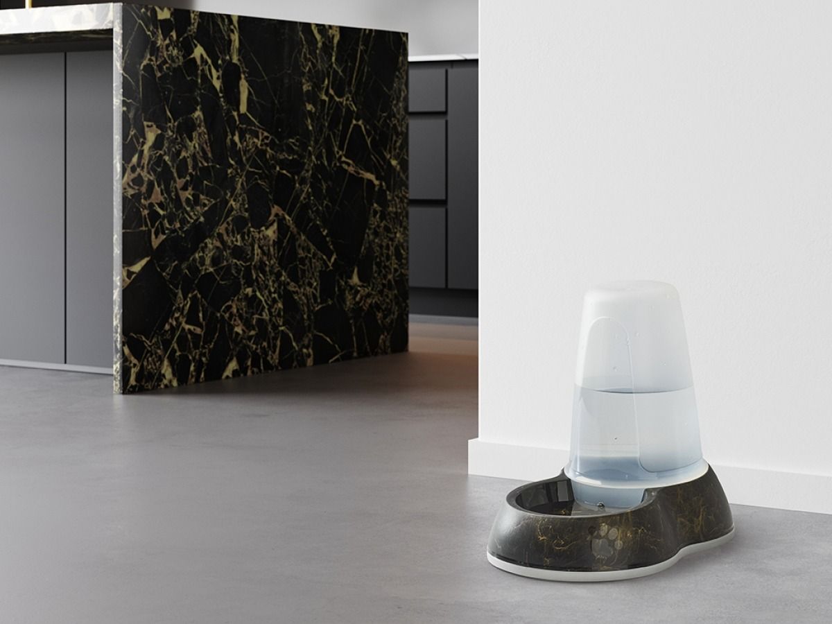 Savic Loop Pet Water Store Dispenser Marble - Black/Gold 3.0l - Shopivet.com