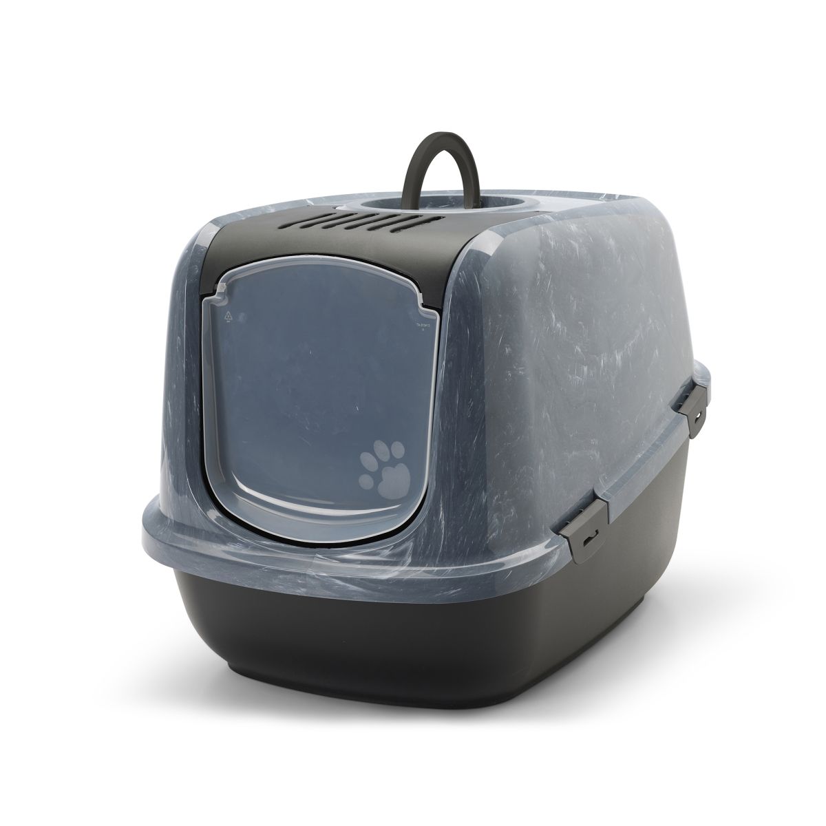 Savic Nestor Toilet Home Cat Litter Box Jumbo Marble - Anthracite White/Black - Shopivet.com
