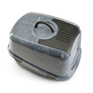 Savic Nestor Toilet Home Cat Litter Box Jumbo Marble - Anthracite White/Black - Shopivet.com