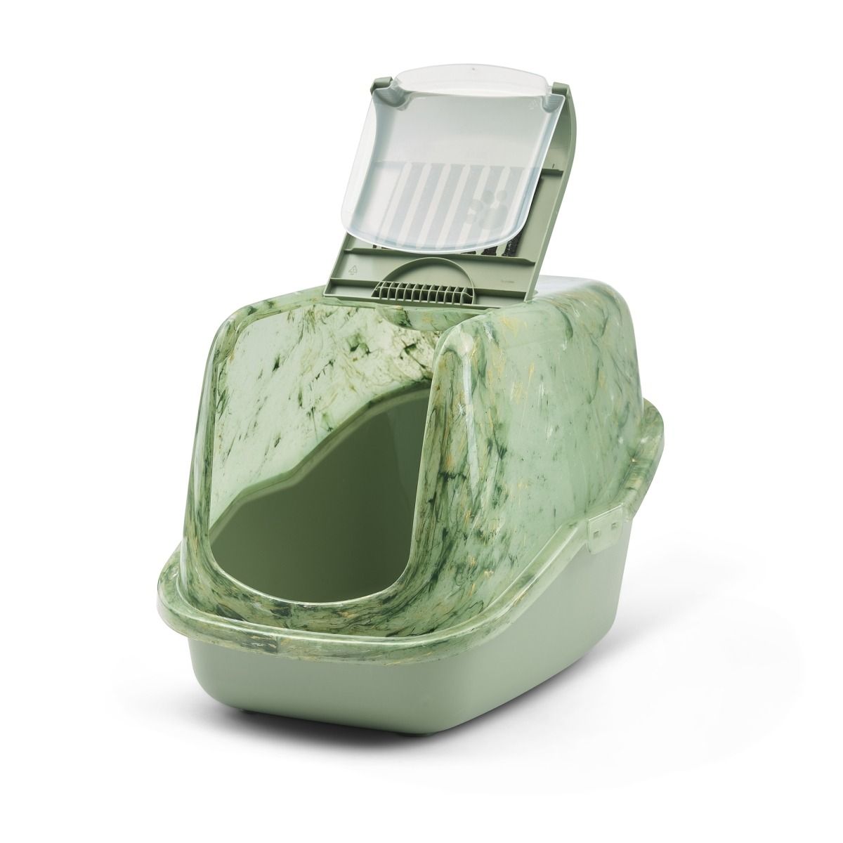 Savic Nestor Toilet Home Cat Litter Box Marble - Amazon Green/Botanical Green - Shopivet.com