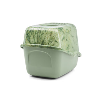 Savic Nestor Toilet Home Cat Litter Box Marble - Amazon Green/Botanical Green - Shopivet.com