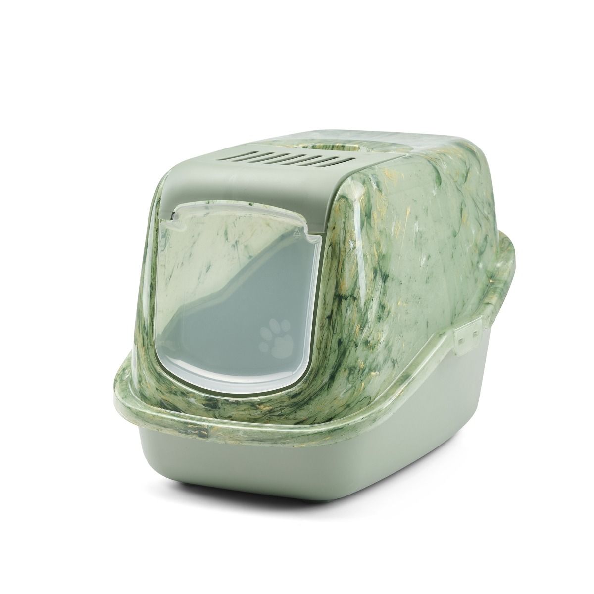 Savic Nestor Toilet Home Cat Litter Box Marble - Amazon Green/Botanical Green - Shopivet.com