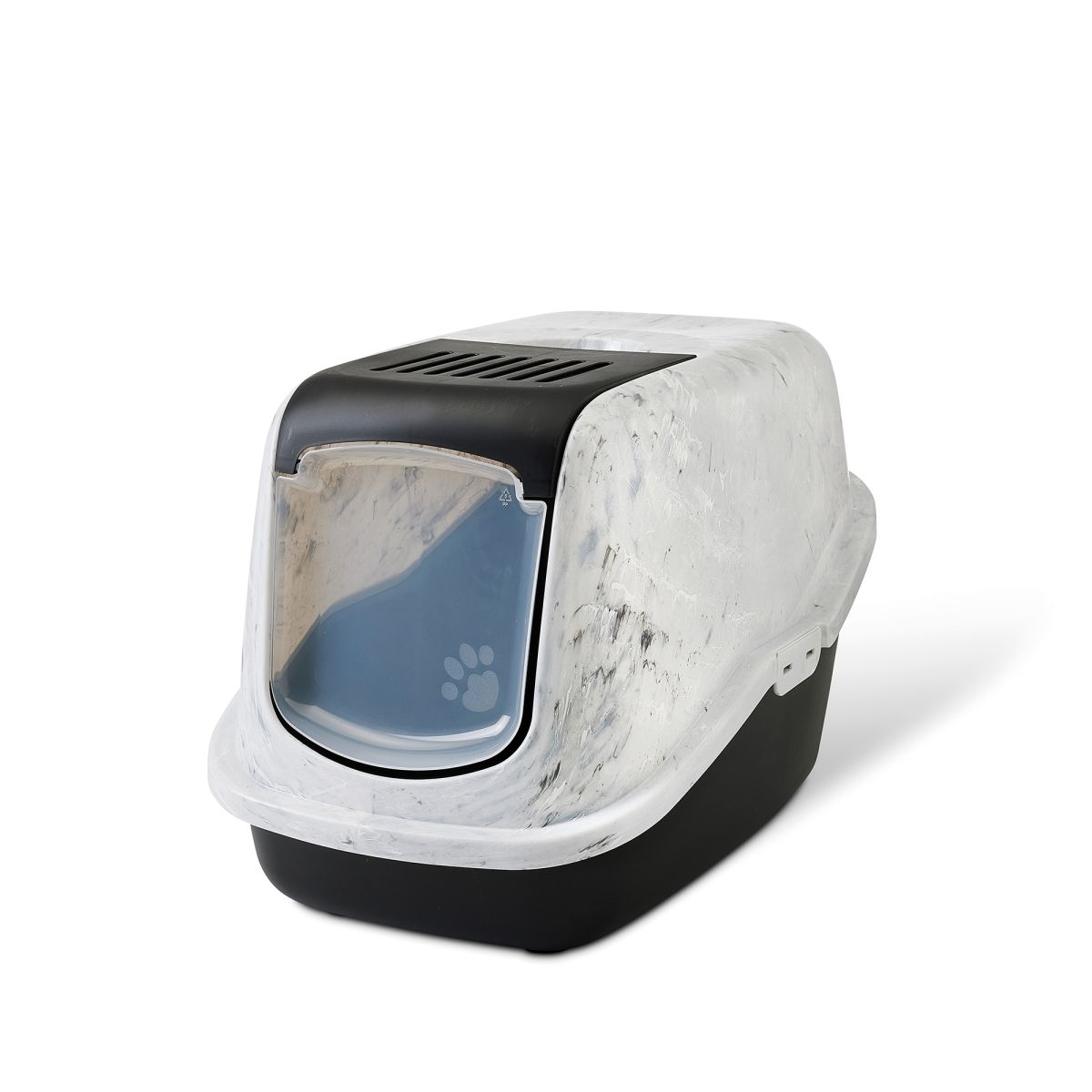 Savic Nestor Toilet Home Cat Litter Box Marble - Grey/Black - Shopivet.com