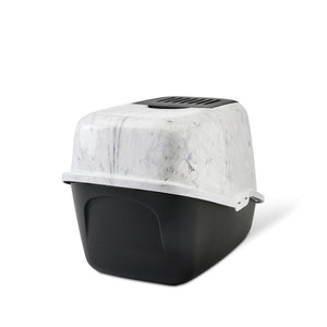 Savic Nestor Toilet Home Cat Litter Box Marble - Grey/Black - Shopivet.com
