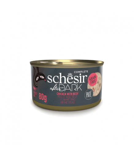 Schesir After Dark Patè For Cat - Chicken With Beef 80g (Min Order - 12 Cans) - Shopivet.com