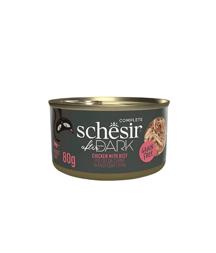 Schesir After Dark Wholefood In Broth For Cat - Chicken With Beef 80g (Min Order - 12 Cans) - Shopivet.com
