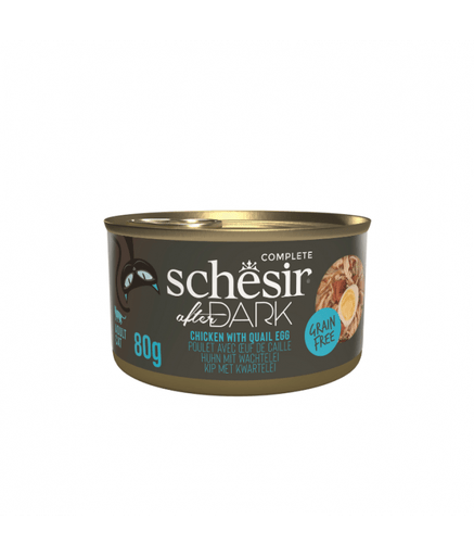 Schesir After Dark Wholefood In Broth For Cat - Chicken With Quail Egg 80g (Min Order - 12 Cans) - Shopivet.com