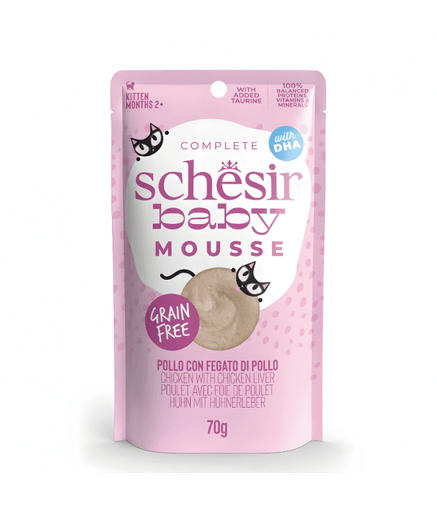 Schesir Baby Mousse Kitten - Chicken With Chicken Liver 70g (Min Order - 12 Pouch) - Shopivet.com