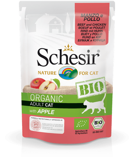 Schesir Bio Beef and Chicken With Apple for Cats[Weight - 85g] (Min Order 85g - 16pcs) - Shopivet.com