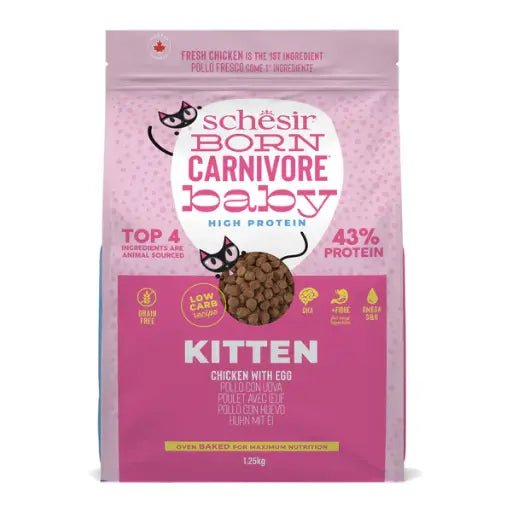 Schesir Born Carnivore Grain Free Oven Baked Dry Cat Chicken & Egg - Kitten 1.25kg - Shopivet.com
