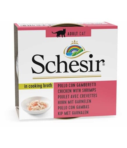 Schesir Cat Can Broth - Wet Food Chicken with Shrimps - (Min Order 70g - 14pcs)[Weight - 70g] - Shopivet.com