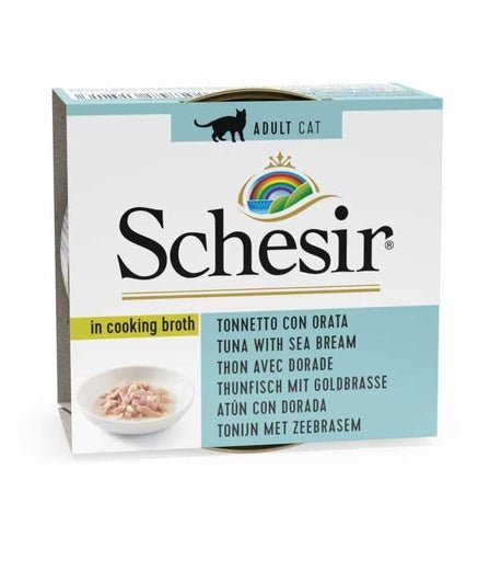 Schesir Cat Can Broth - Wet Food Tuna with Seabream - (Min Order 70g - 14pcs)[Weight - 70g] - Shopivet.com