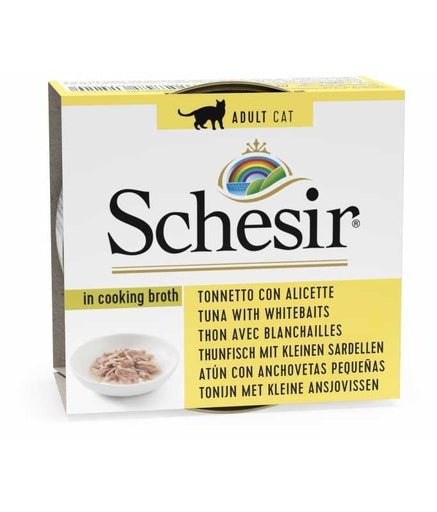 Schesir Cat Can Broth - Wet Food Tuna with Whitebait - (Min Order 70g - 14pcs)[Weight - 70g] - Shopivet.com